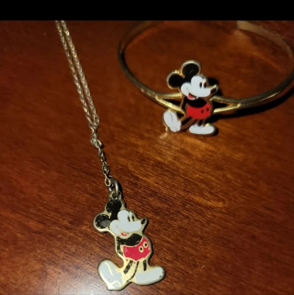 Vintage Mickey Mouse necklace and bracelet